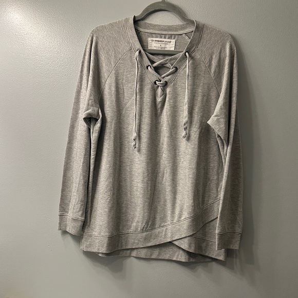 Gray Lace-Up Sweatshirt - Picture 1 of 4